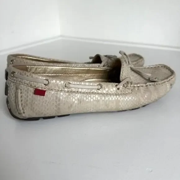 Marc Joseph NY Cypress Hill Moccasins Beige Snakeskin Loafers Women 7.5 Comfort - Picture 3 of 10